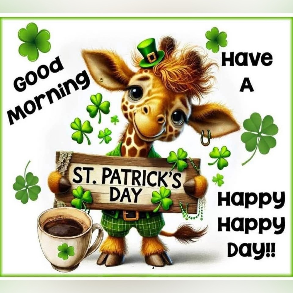 St. Patrick's Day Giraffe Graphic Tee - Green Shamrock Design